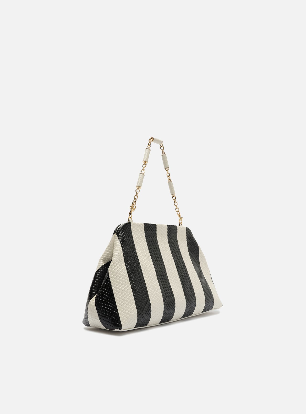 Bolsa Clutch Listras Couro Média Snake Corrente — foto 5