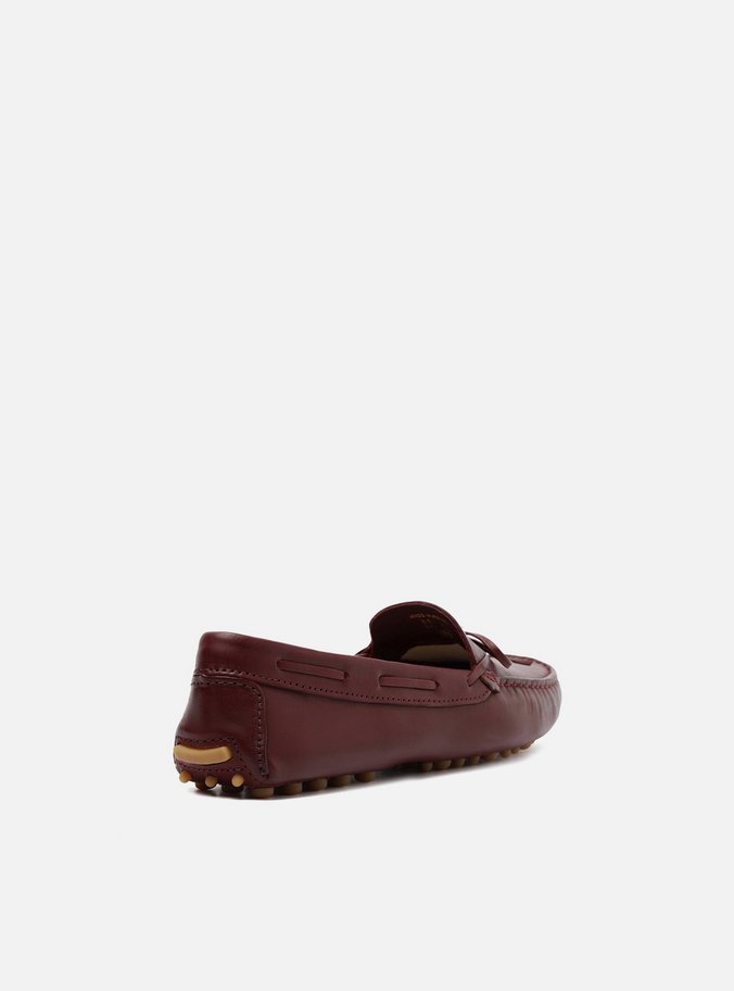 Mocassim Vinho Couro Sola Emborrachada Retrô