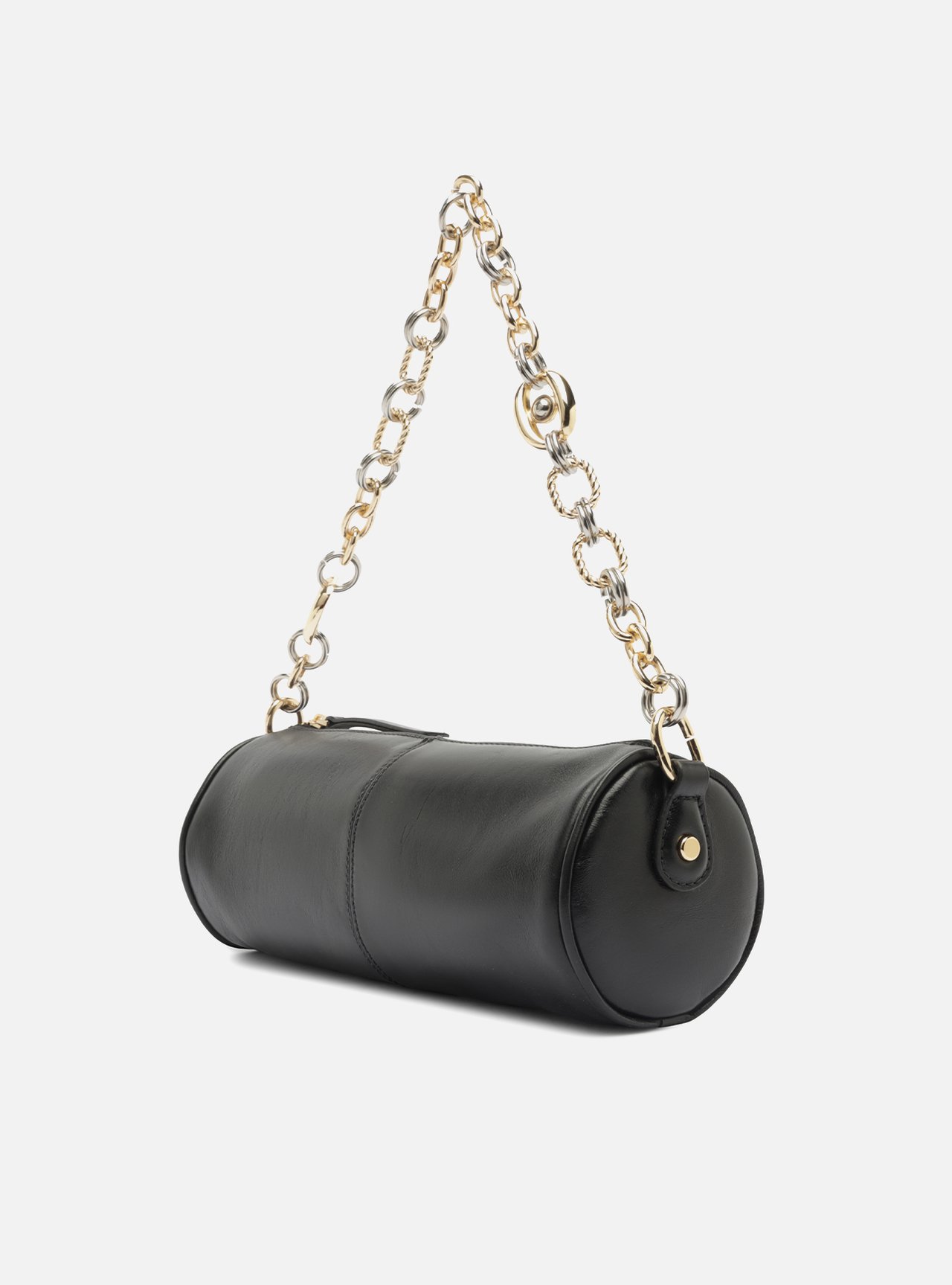 Bolsa Shoulder Preta Couro Média Corrente Elos — foto 2