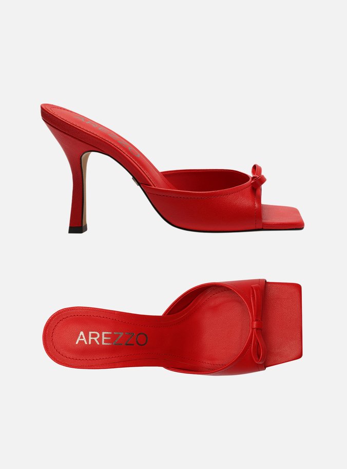 Mule Vermelho Laço Salto Médio