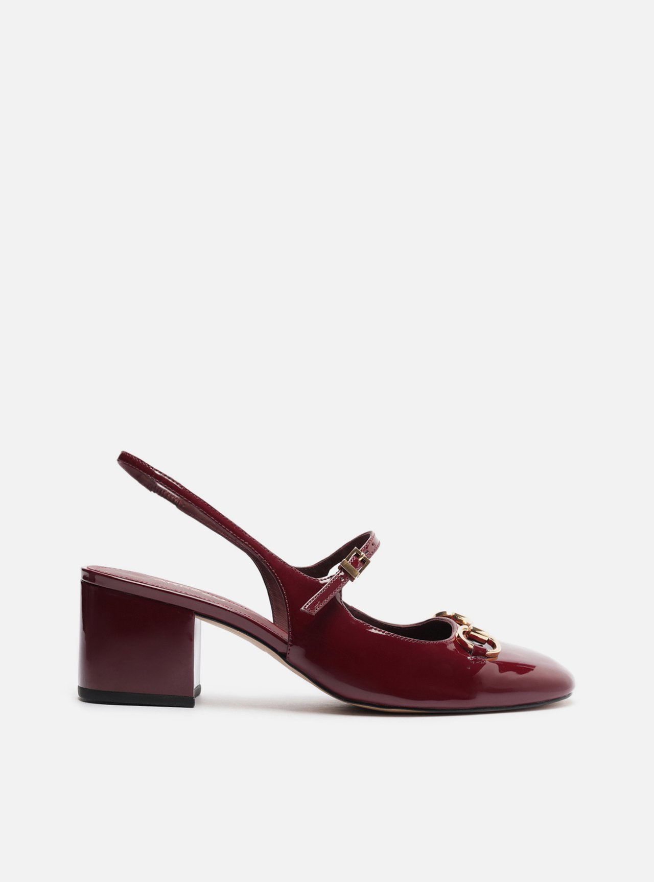 Sapato Boneca Vermelho Verniz Bloco Slingback — foto 1