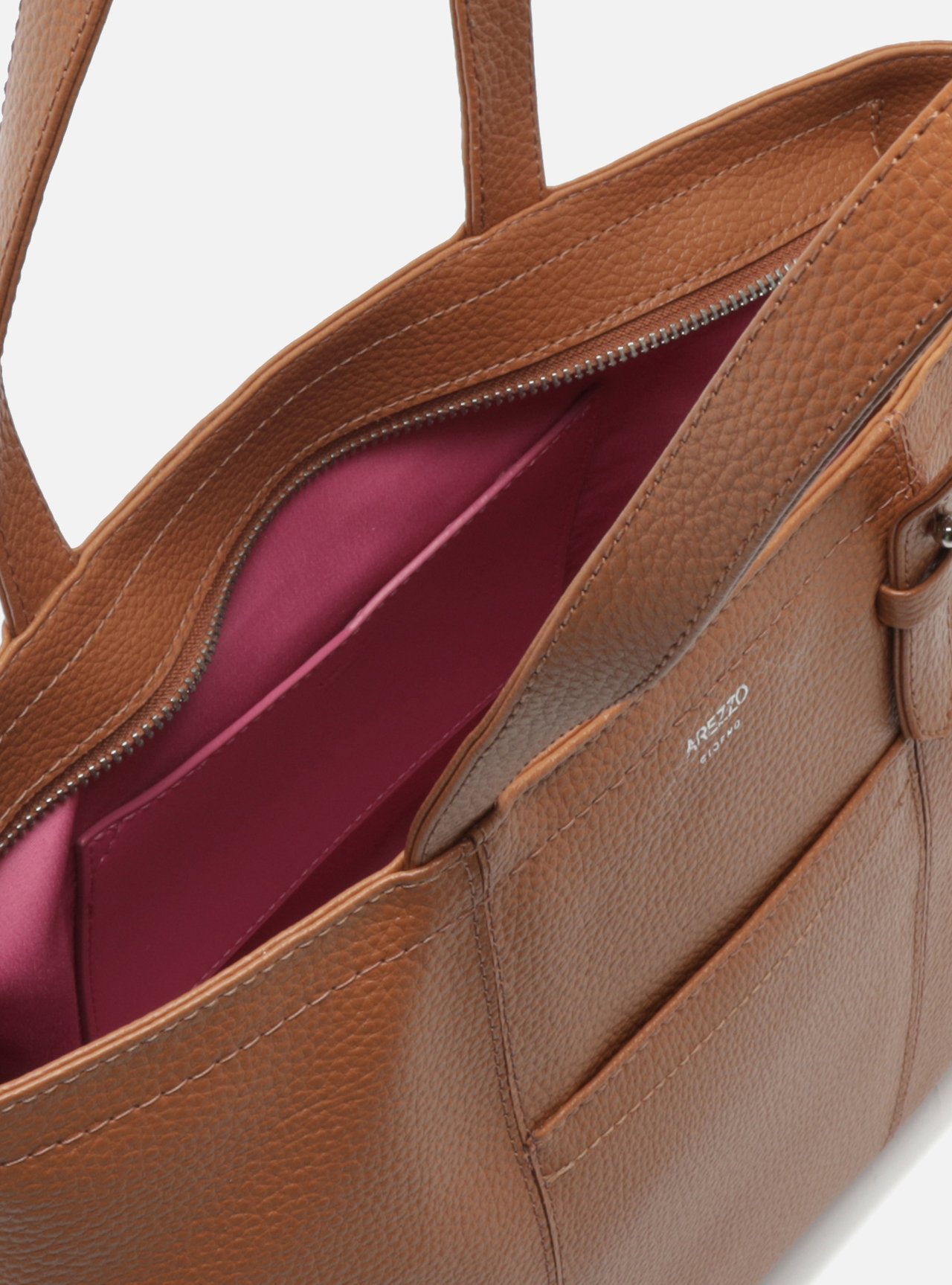 Bolsa Grande Caramelo Couro Ecológico Bolso Frontal — foto 4
