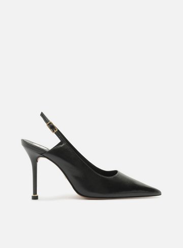 Arezzo — Scarpin Preto Couro Salto Fino Slingback