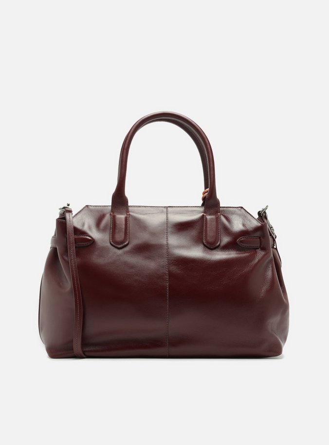 Bolsa Tote Vinho Couro Grande Bag Charm Metal