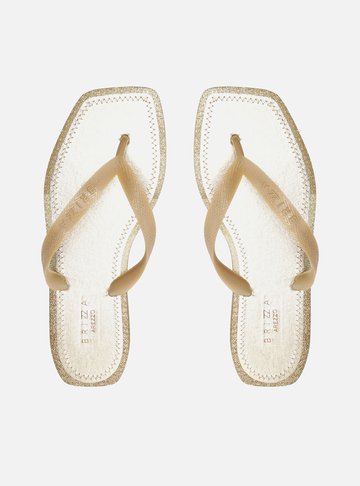 Chinelo de Dedo Dourado Glitter Square Brizza