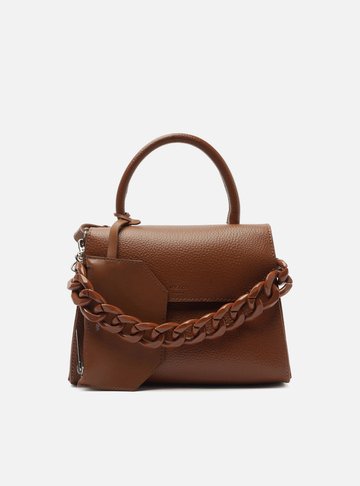 Arezzo — Bolsa Satchel Marrom Média Alça Corrente