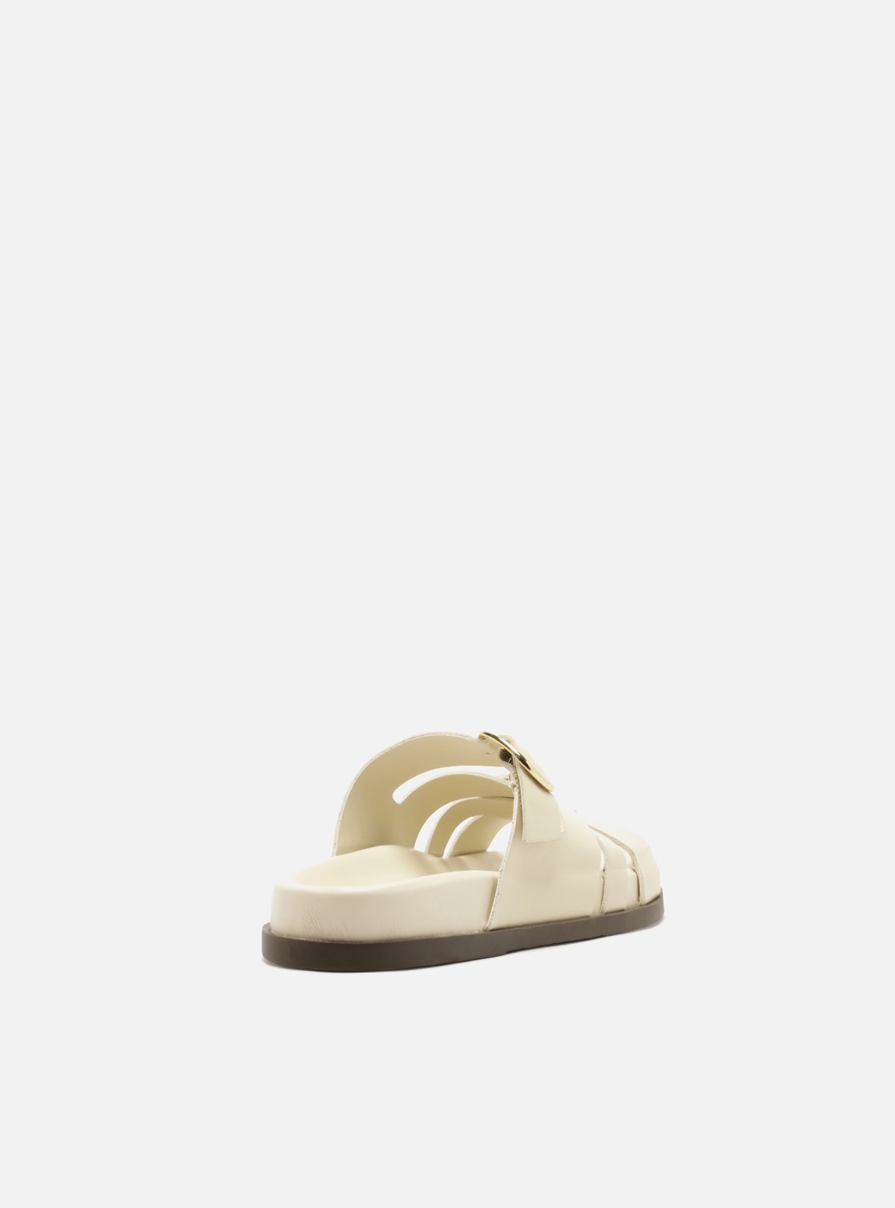 Sandália Papete Off White Couro Fivela Dourada — foto 3