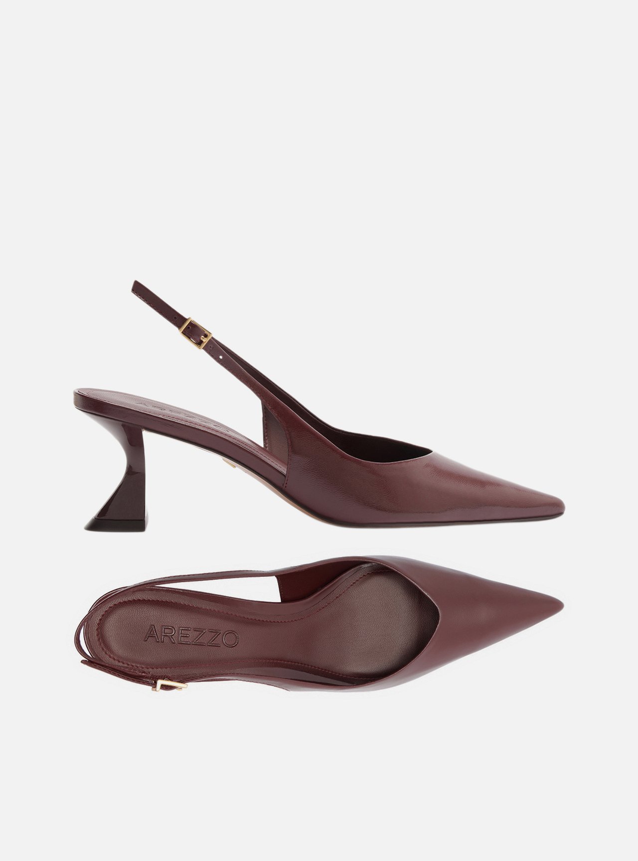 Scarpin Vermelho Couro Salto Geométrico Slingback — foto 5