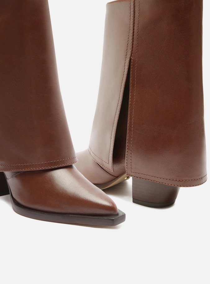 Bota Marrom Couro Cano Médio Capa