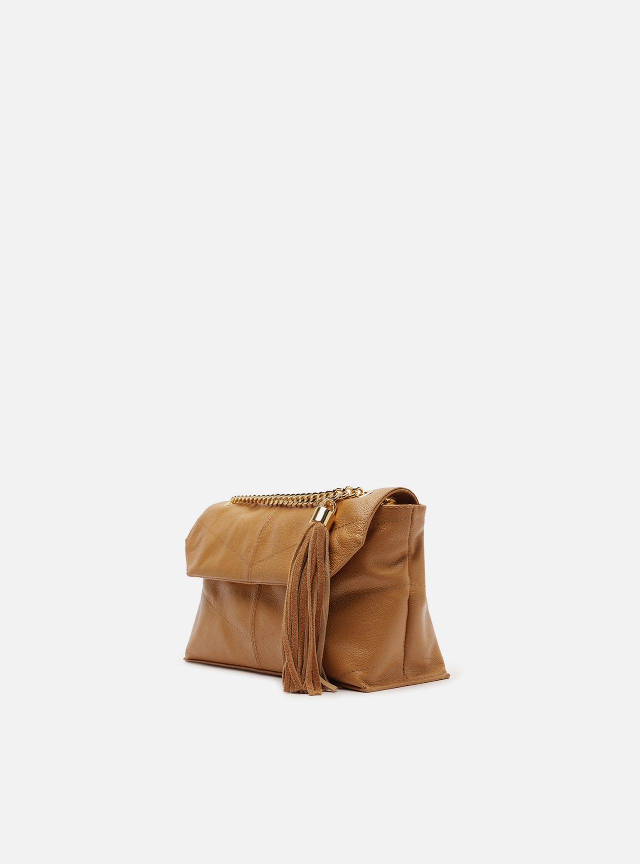 Bolsa Tiracolo Marrom Couro Média Franja — foto 2