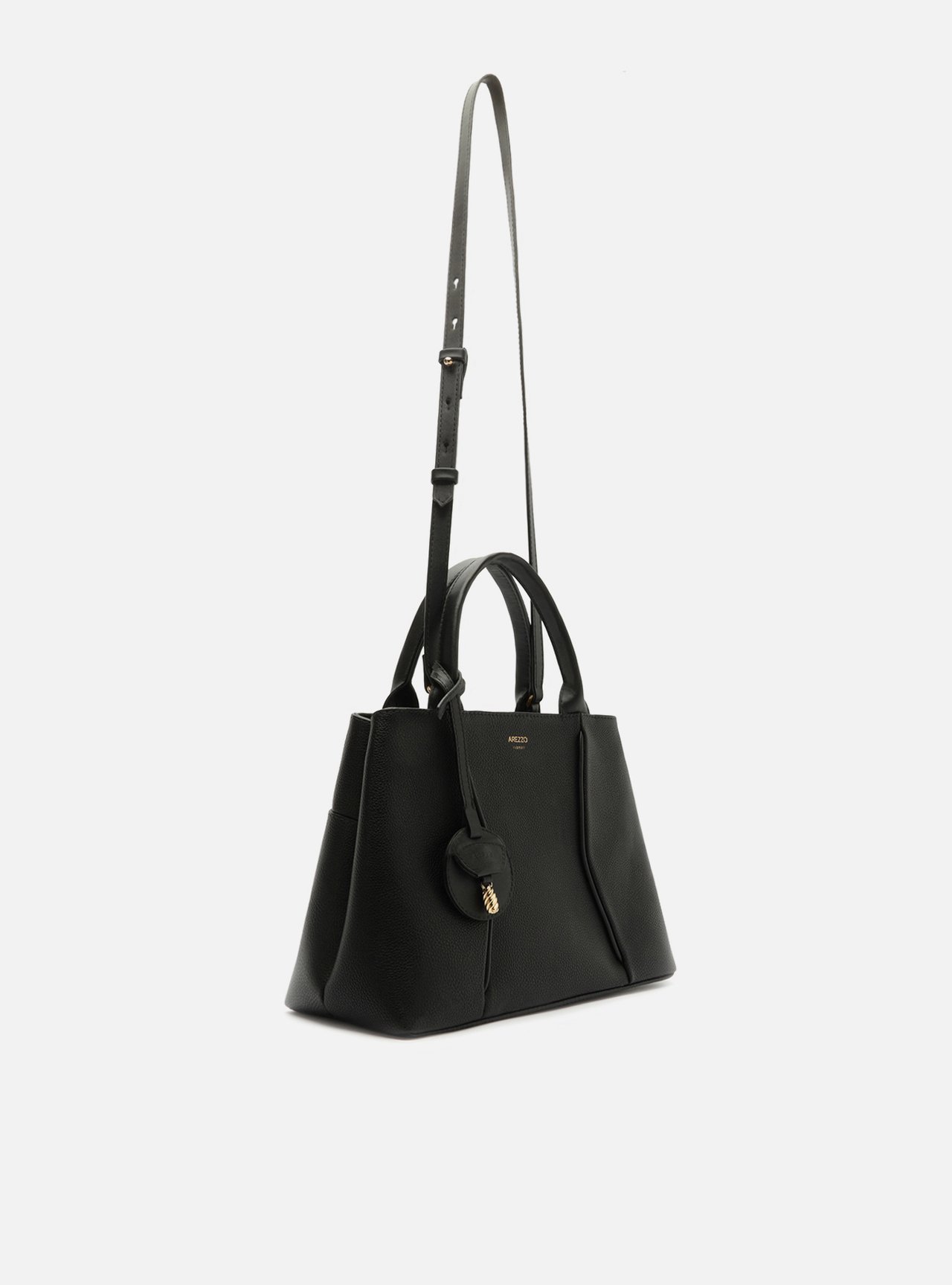 Bolsa Tote Preta Média Metais — foto 5