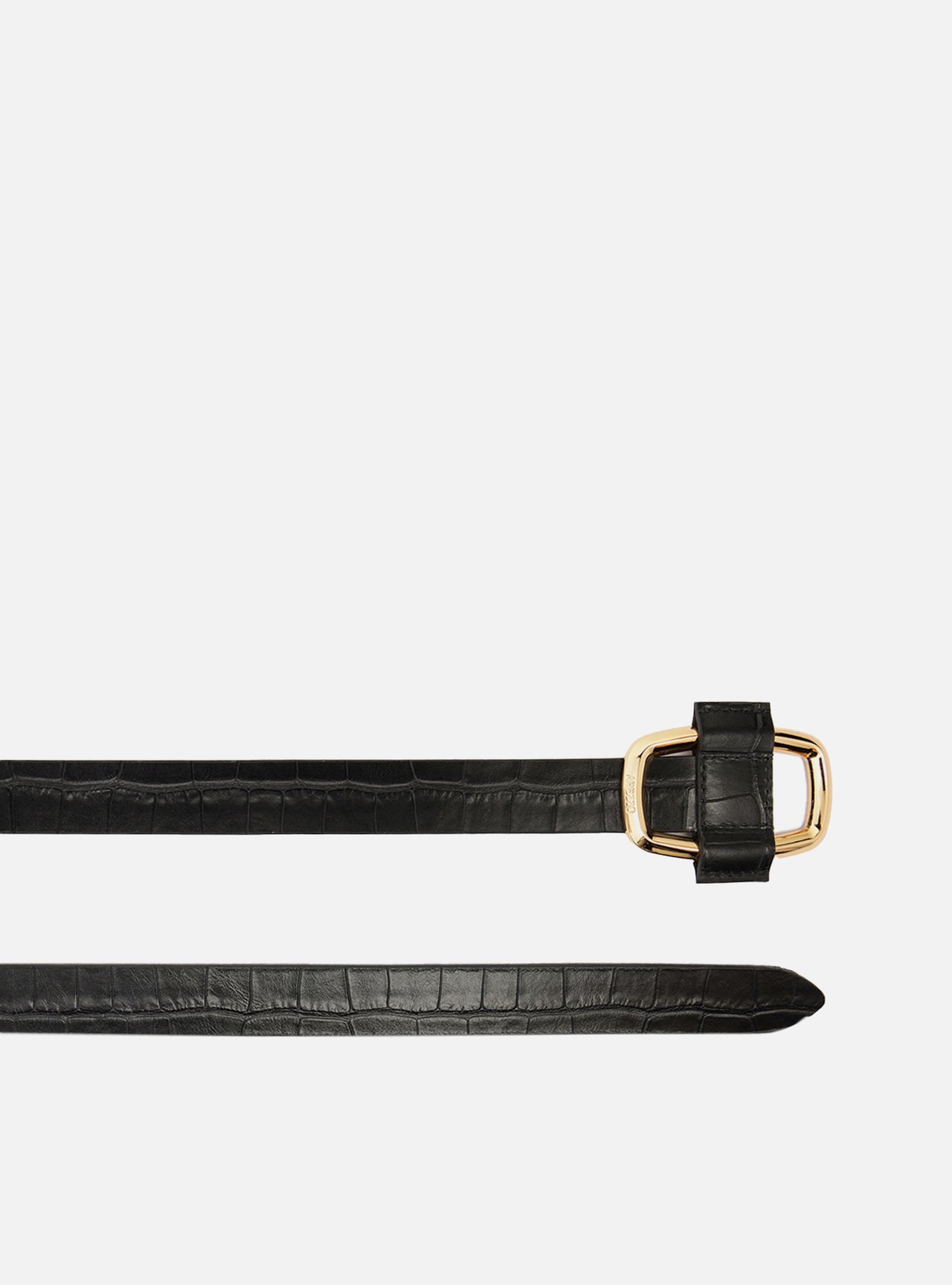 Cinto Preto Couro Croco Médio Fivela — foto 2