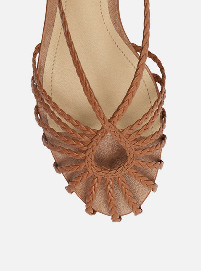 Sandália Rasteira Marrom Tiras Huarache
