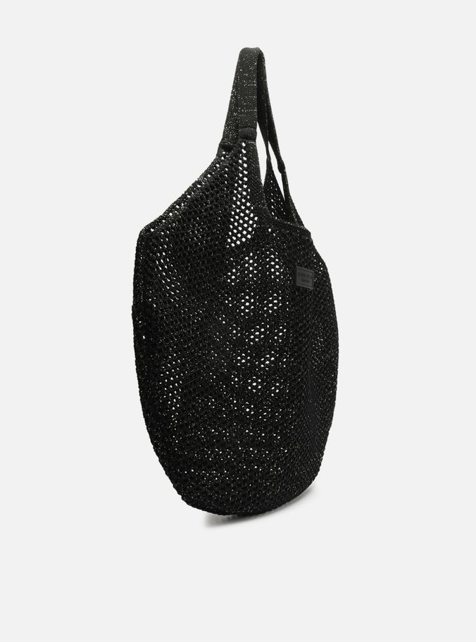 Bolsa Shopping Preta Crochê Mayra Glam Grande