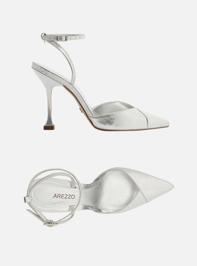 Scarpin Prata Snake Salto Fino Taça