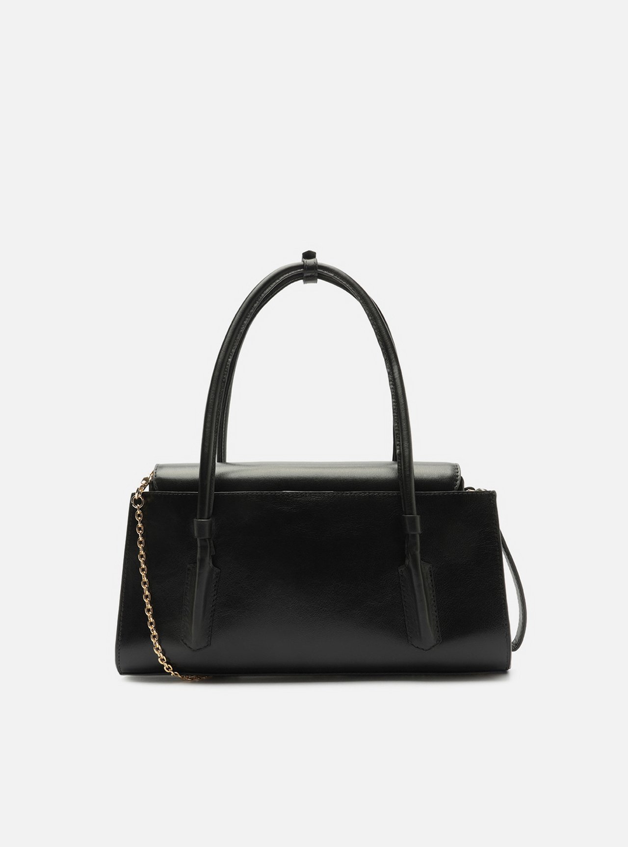 Bolsa Shoulder Preta Couro Média Alça Corrente — foto 3