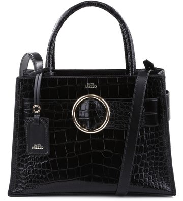 Bolsa Shopping Allegra Croco Preta