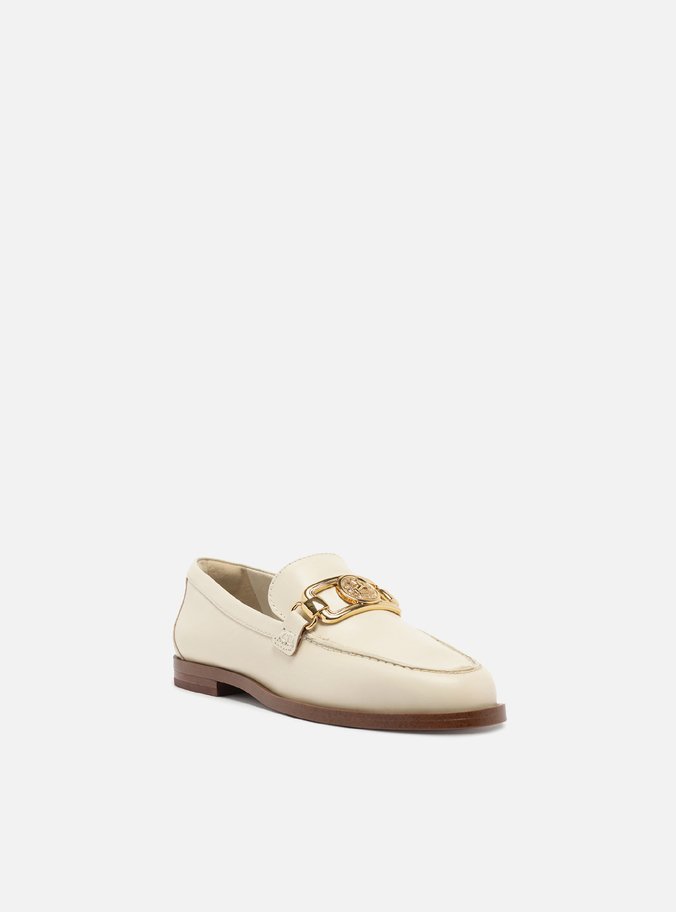 Mocassim Branco Couro Medalha
