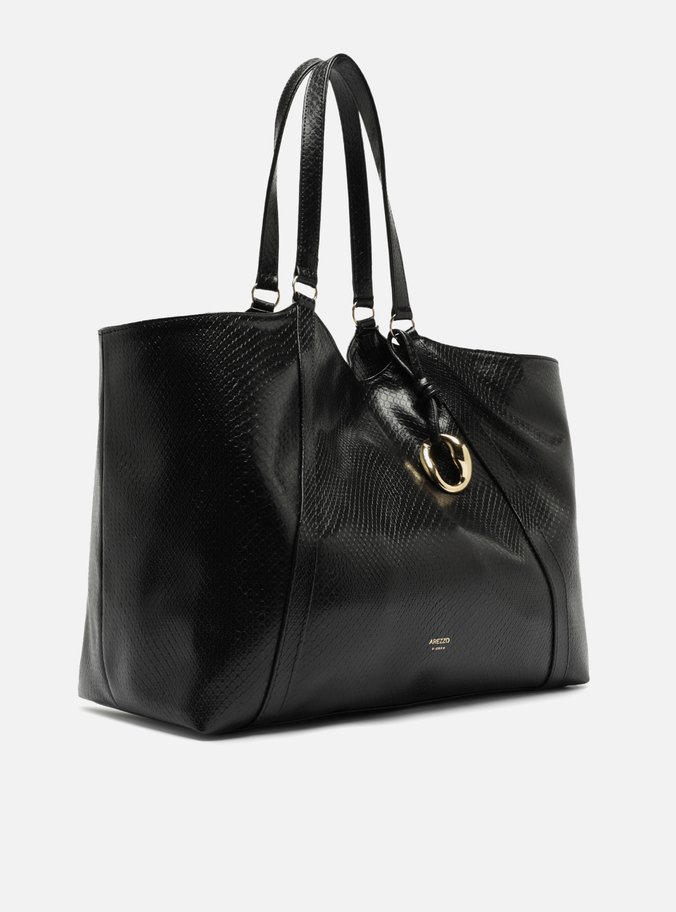 Bolsa Shopping Preta Envernizada Grande