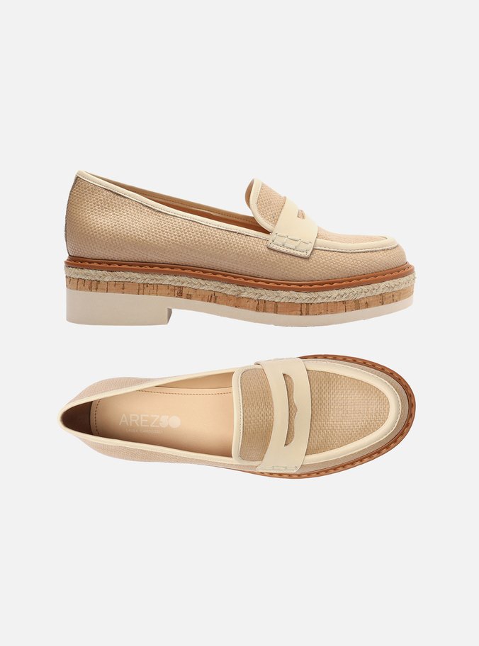 Mocassim Bege Sola Multimaterial