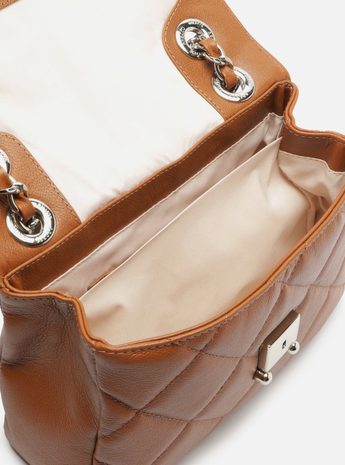 Bolsa Tiracolo Marrom Caramel Couro Mizz Média