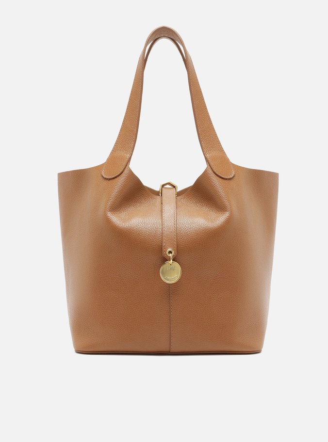 Bolsa Hobo Marrom Couro Grande Pingente