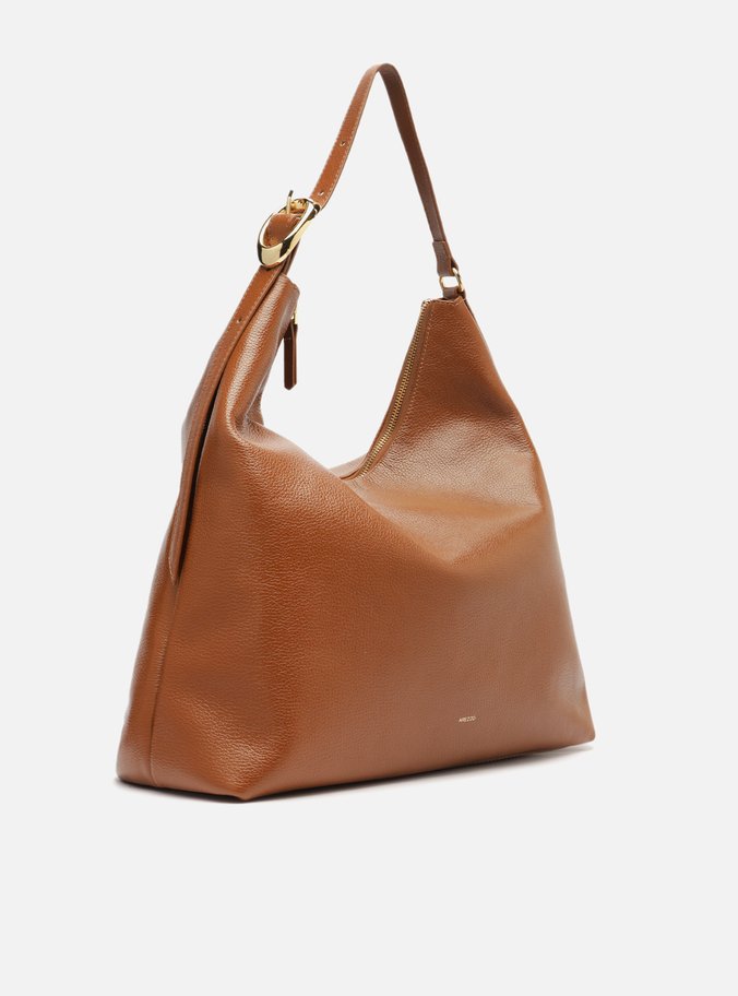 Bolsa Hobo Marrom Couro Grande Básica