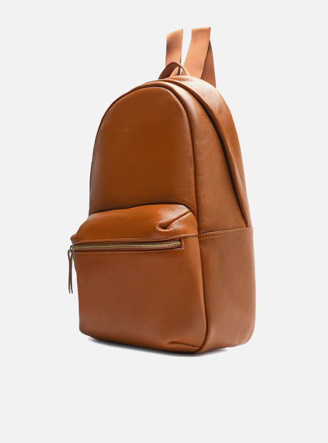 Mochila Marrom Couro Grande Bolso Frontal