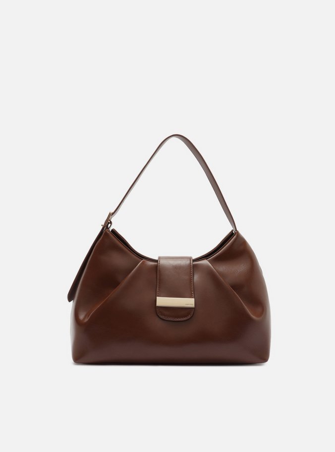 Bolsa Tiracolo Preta Média Verniz Metais