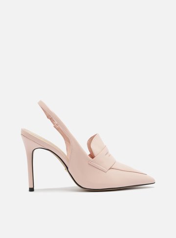 Scarpin Rosa Verniz Salto Alto Sling Back