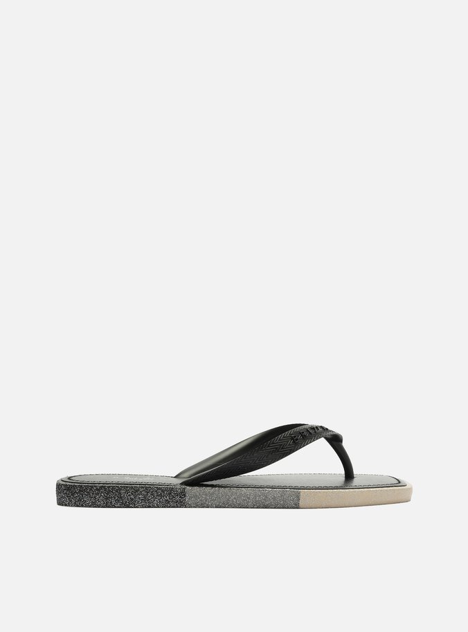 Chinelo de Dedo Preto Glitter Square Brizza