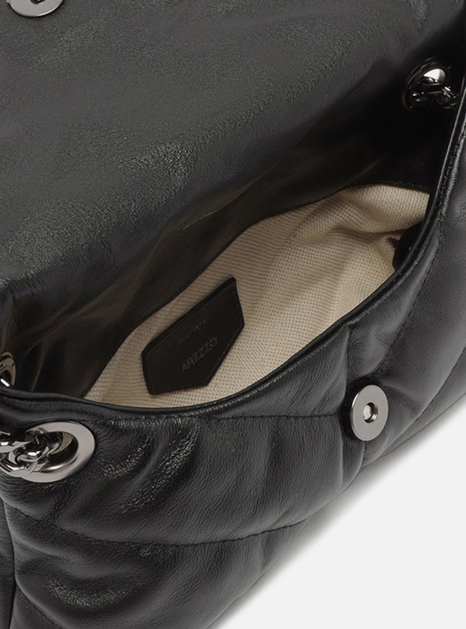 Bolsa Tiracolo Preta Couro Matelassê Média