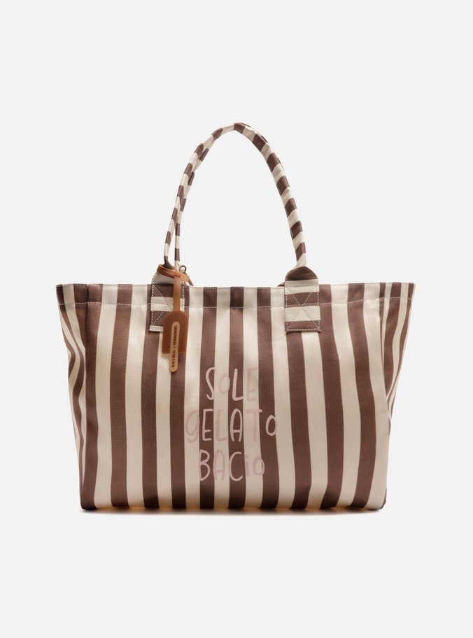 Bolsa Shopping Marrom Listrada Grande Brizza Bacio Di Latte
