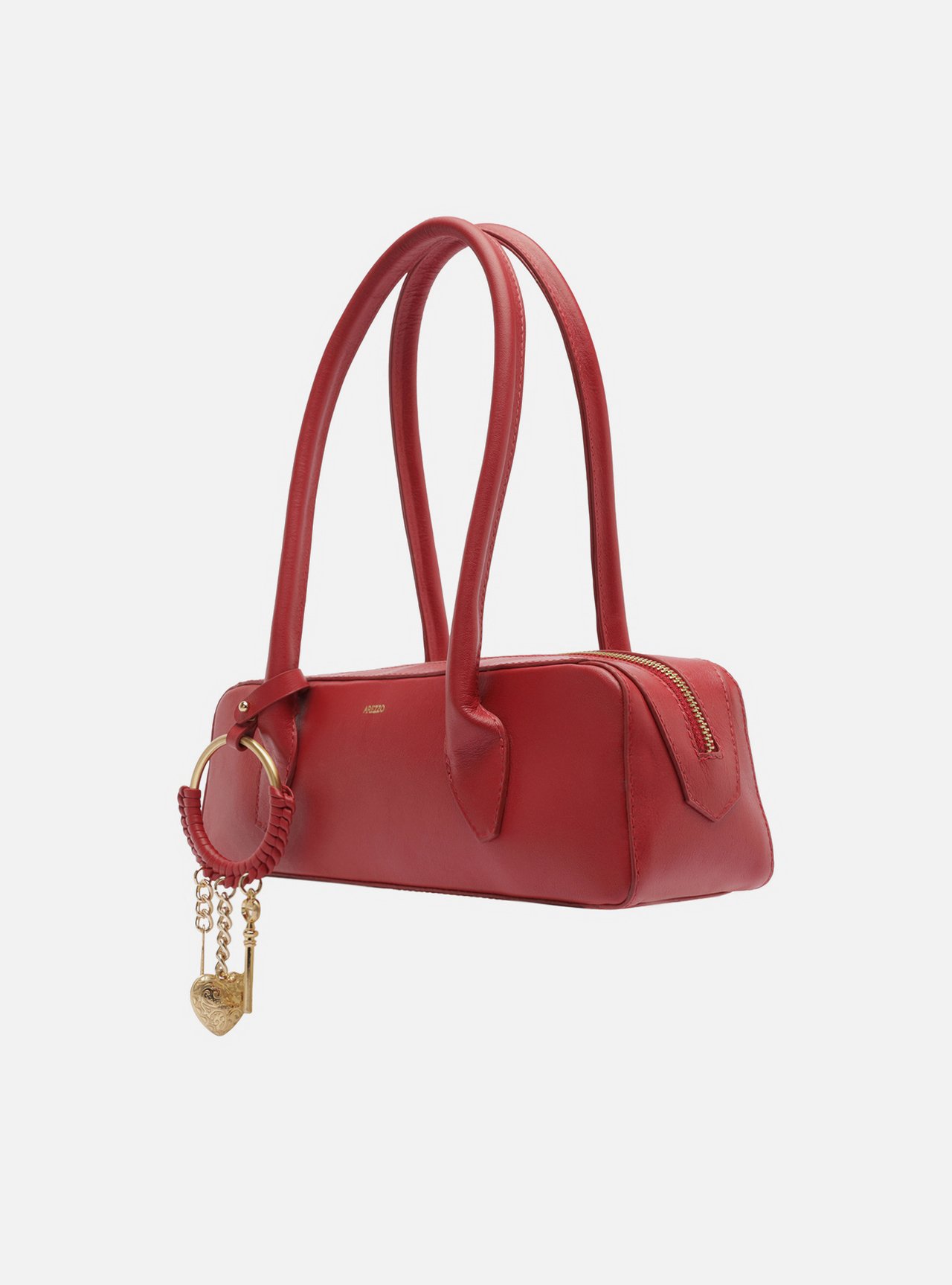 Bolsa Shoulder Vermelha Couro Média Metais — foto 2