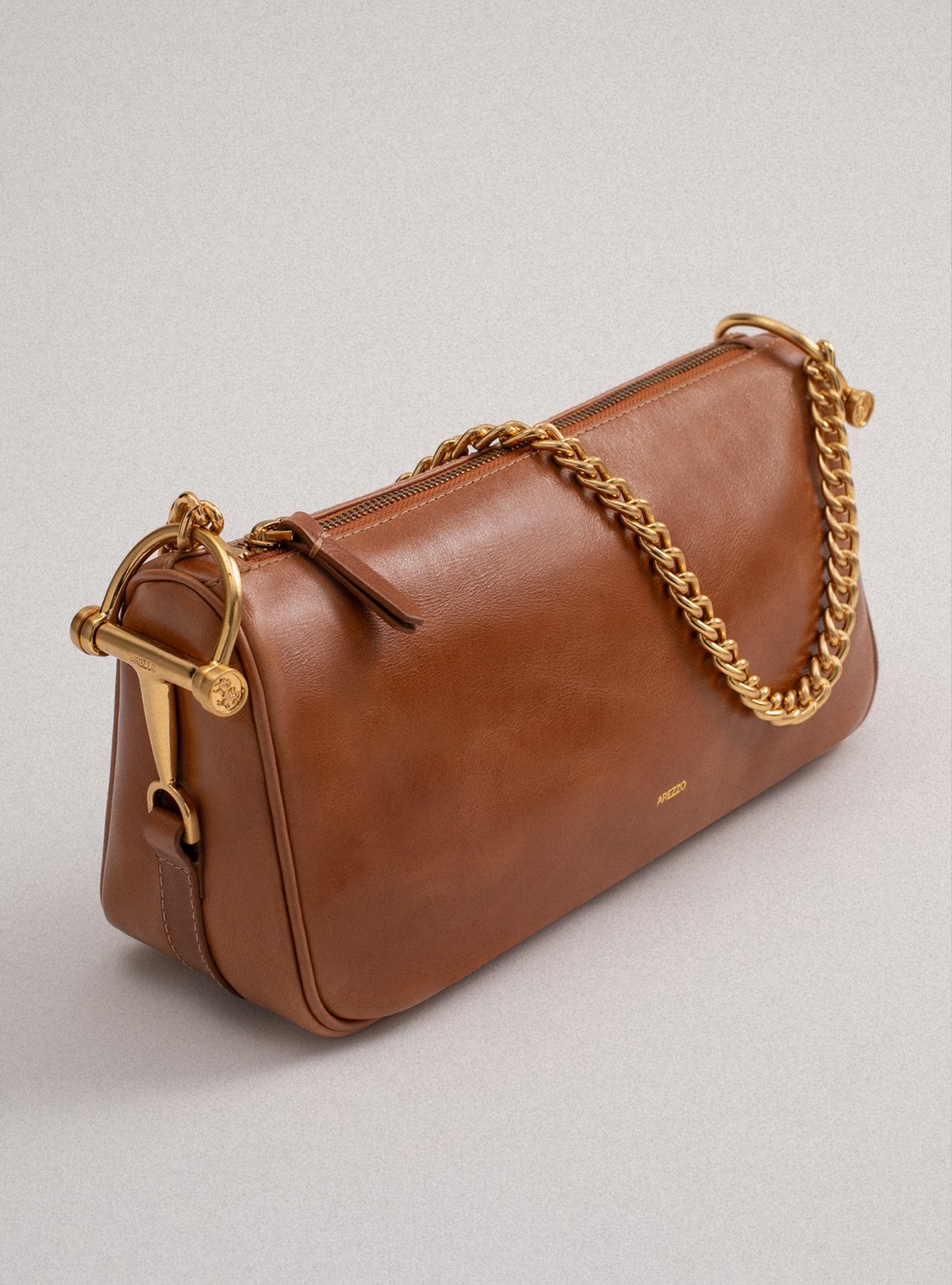 Bolsa Shoulder Marrom Couro Média Corrente — foto 6