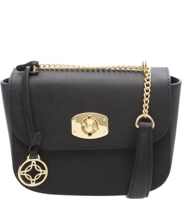 Bolsa Tiracolo Pequena Metal Preta