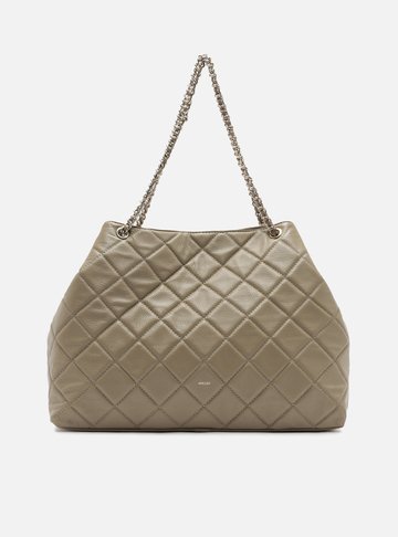 Bolsa Tote Cinza Couro Matelassê Gab Grande
