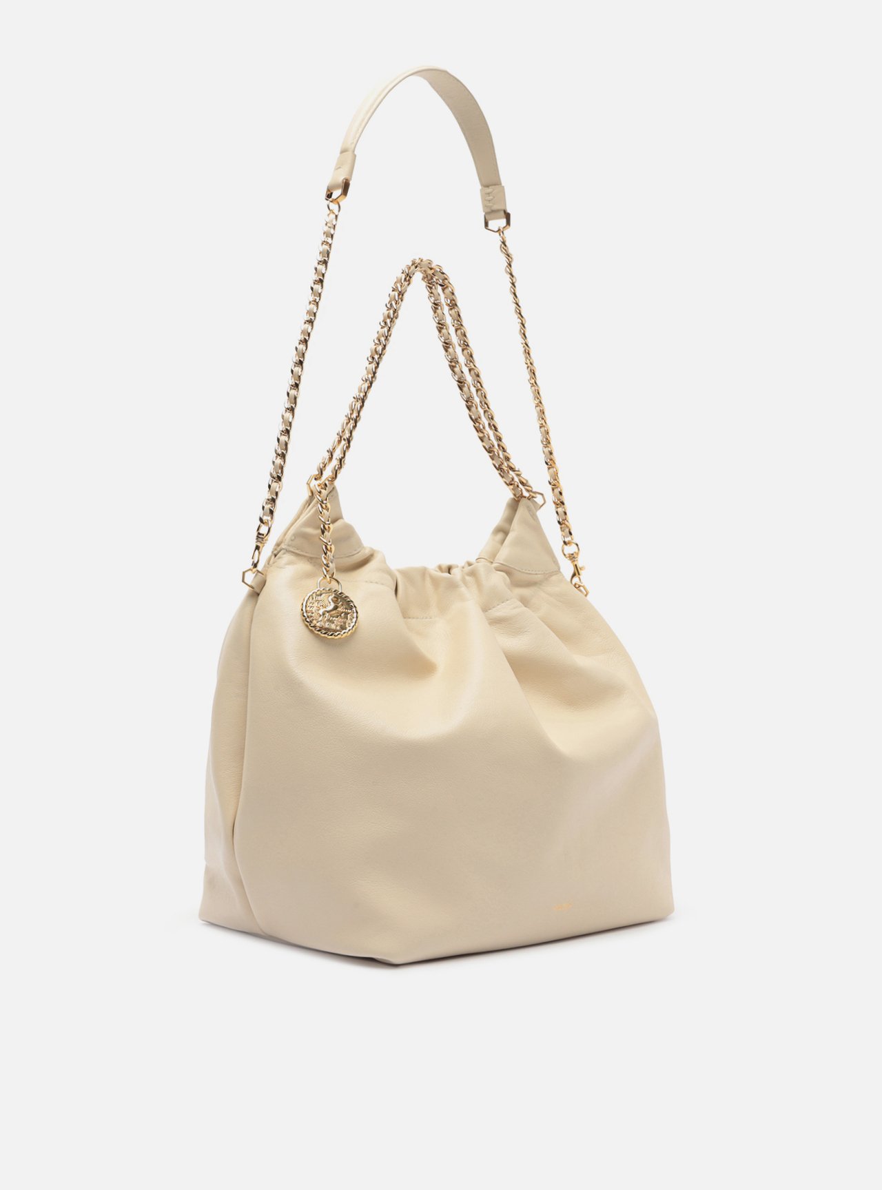 Bolsa Hobo Off White Couro Grande Alça Corrente — foto 5
