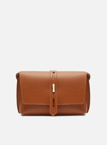 Bolsa Tiracolo Marrom Pequena Tira Metal