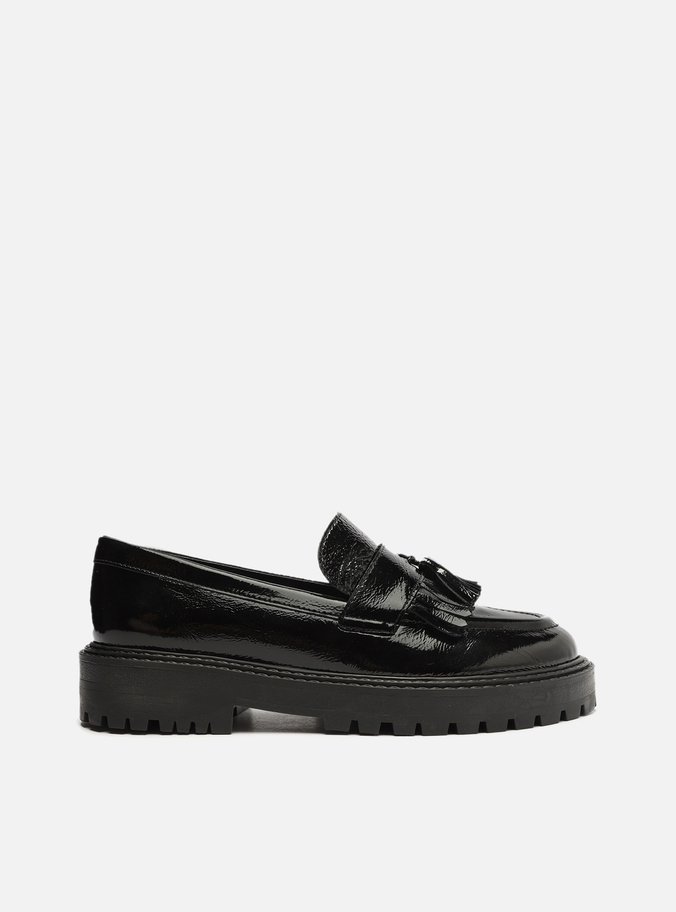 Mocassim Preto Couro Tratorado Barbicacho Harper