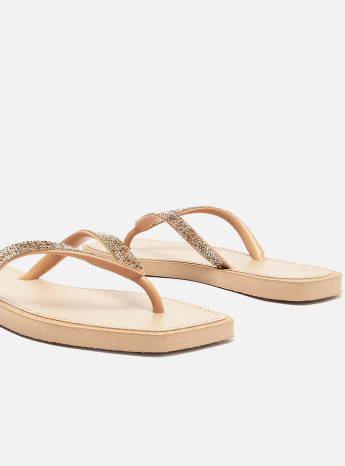 Chinelo de Dedo Nude Recouro Square Strass