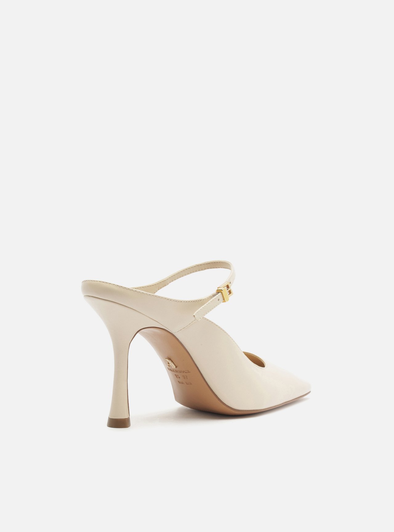 Mule Branca Couro Salto Taça Slingback — foto 3