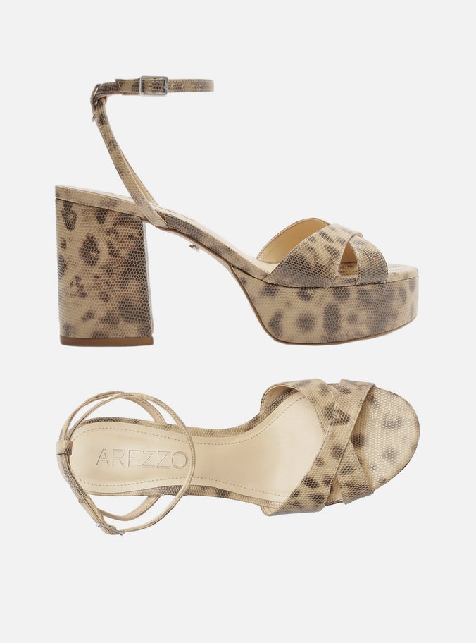 Sandália Animal Print Meia Pata Salto Bloco Esther