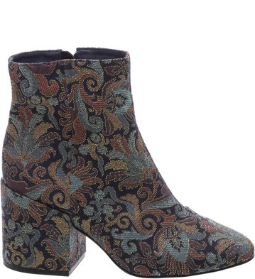 Bota Retro Jacquard Veludo Cano Curto
