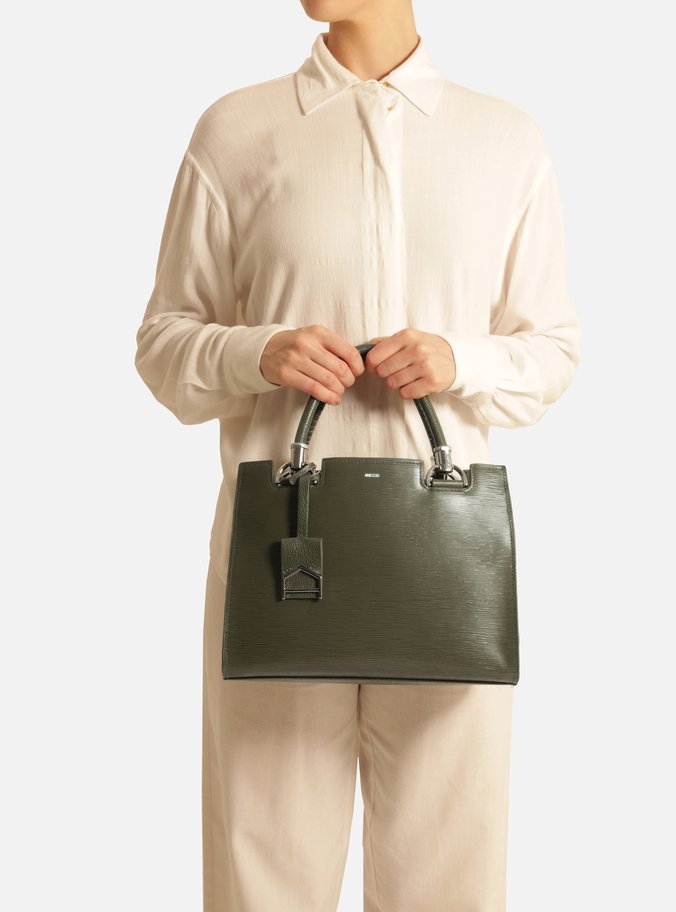 Bolsa Tote Verde Couro Abraccio Grande