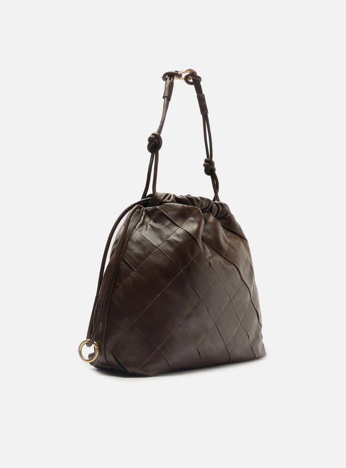Bolsa Bucket Marrom Couro Matelassê Grande