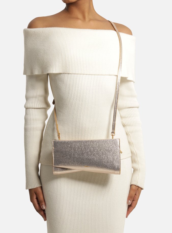 Bolsa Clutch Dourada Pequena Detalhe Dourado