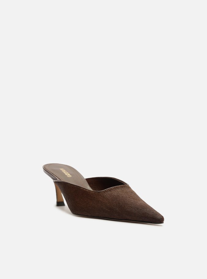 Mule Marrom Pelo Salto Baixo Fino