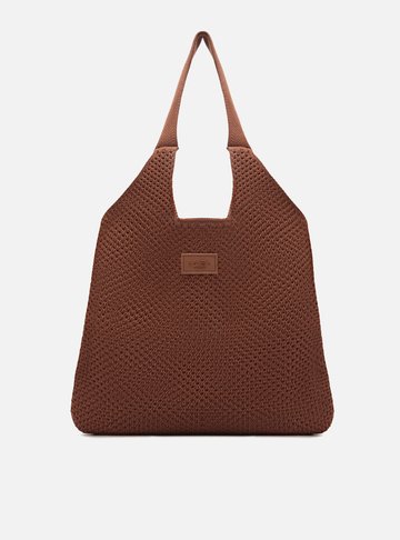 Bolsa Shopping Marrom Crochê Gaia Grande