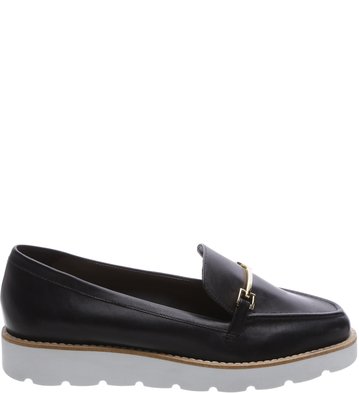 Mocassim Tratorado Branco Cabedal Preto